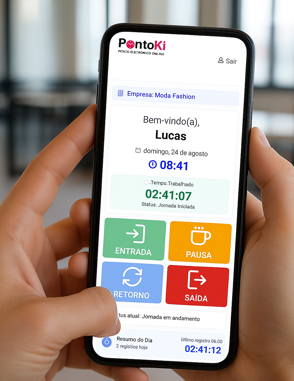 Aplicativo PontoKi em um celular